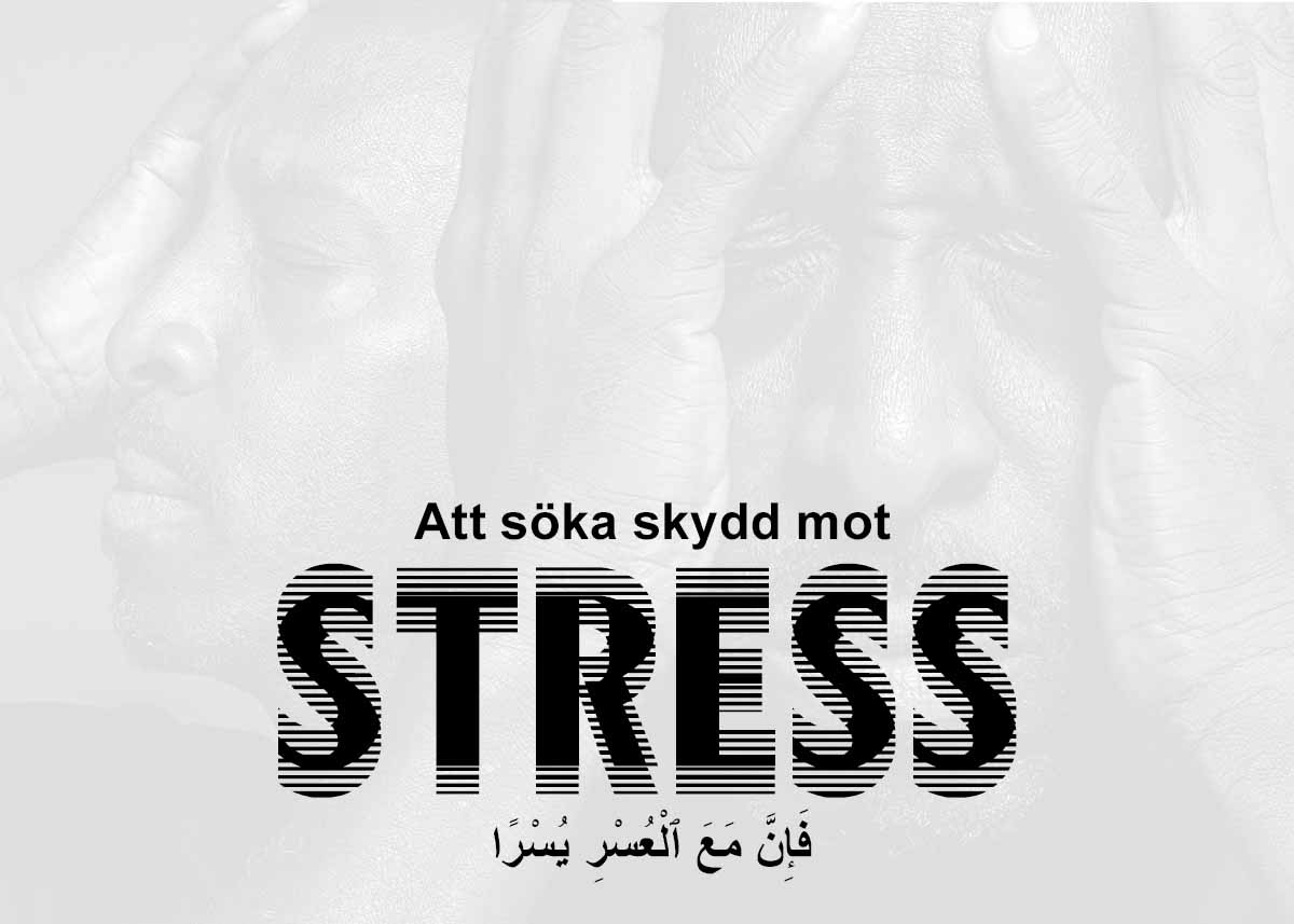 Texten Stress framför två stressade ansikten.